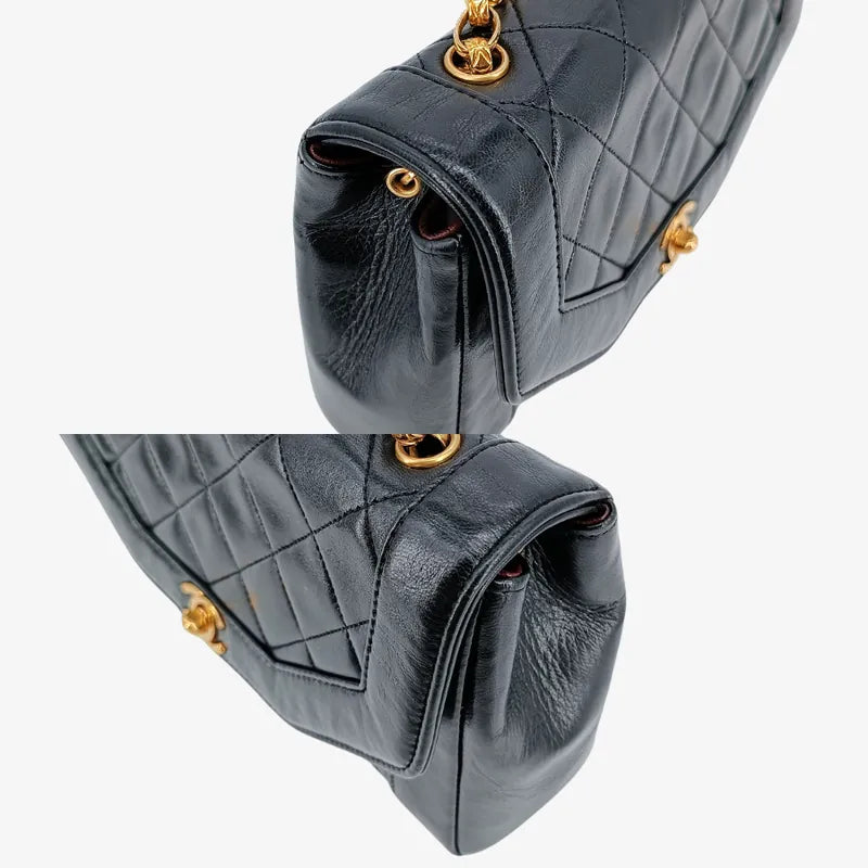 ra495-chanel-vintage-black-lambskin-quilted-gold-chain-flap-bag