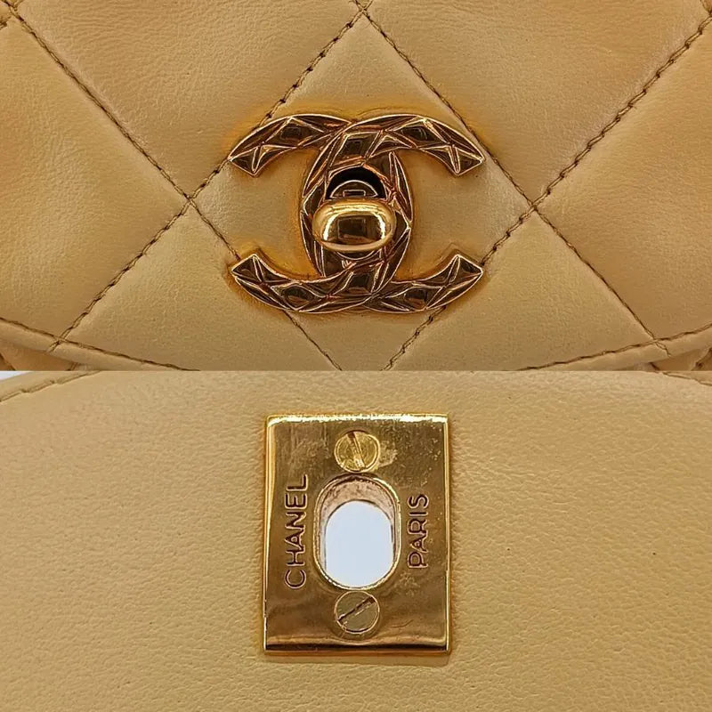 rb397-chanel-vintage-beige-lambskin-gold-chain-flap-bag