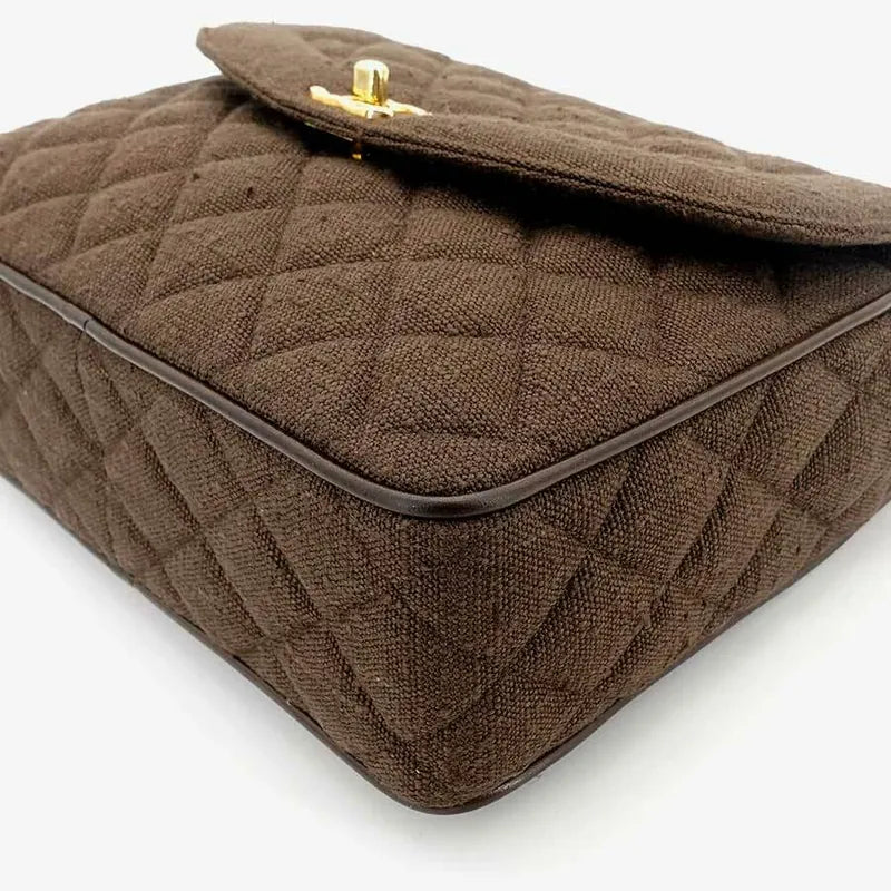js011-chanel-vintage-brown-linen-gold-chain-camera-bag