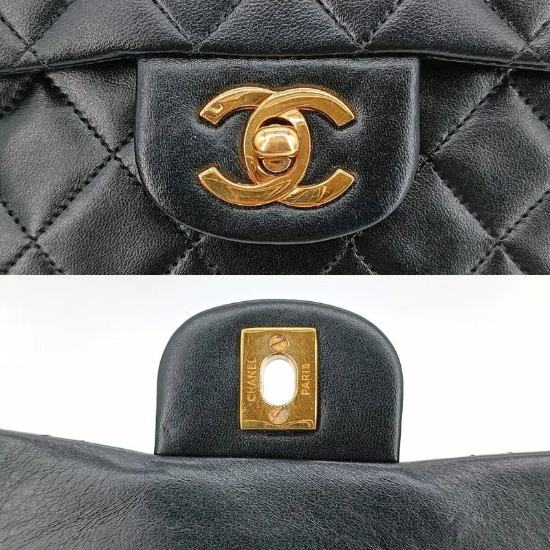 jah146-chanel-vintage-black-lambskin-23cm-classic-flap-bag