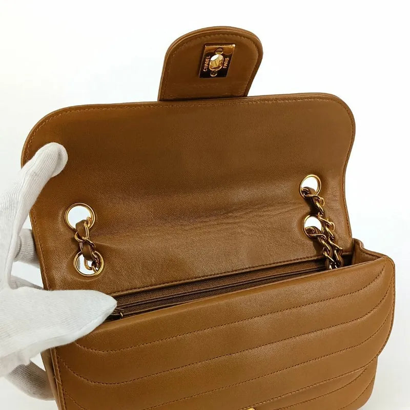 js500-chanel-vintage-light-brown-lambskin-horizontal-stripes-flap-bag