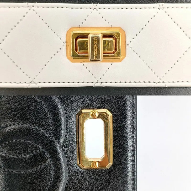 js323-chanel-vintage-bicolor-black-white-255-lambskin-trapezoid-flap-bag