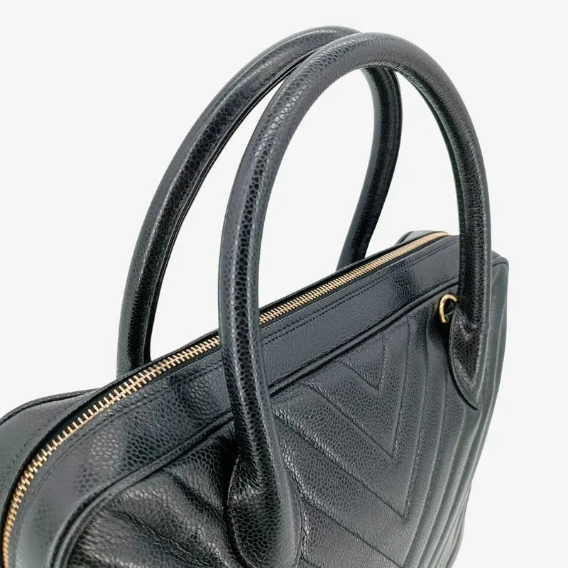 jah137-chanel-vintage-black-caviar-leather-chevron-handbag