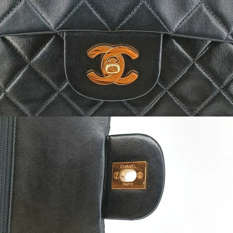 js984-chanel-vintage-black-lambskin-25cm-classic-flap-bag