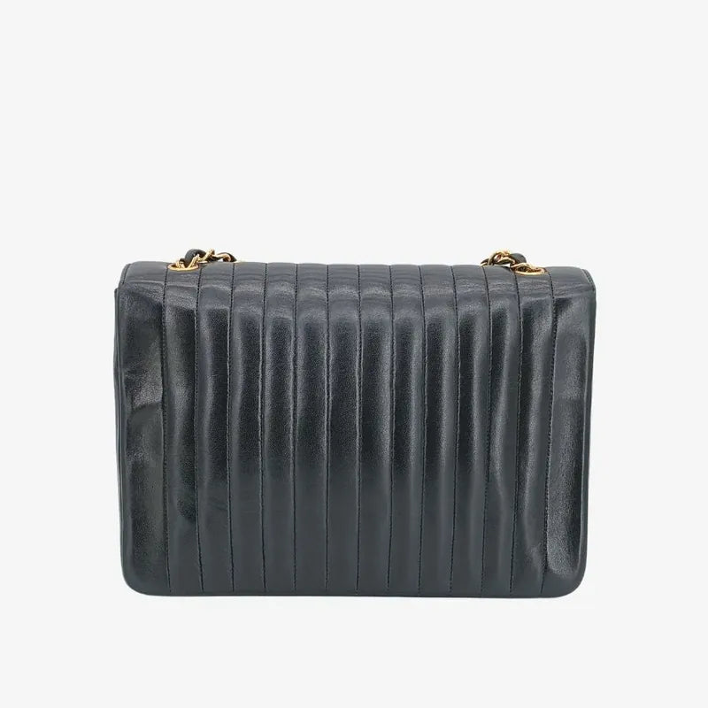 jr695-chanel-vintage-black-lambskin-horizontal-stripe-circle-turnlock-flap-bag