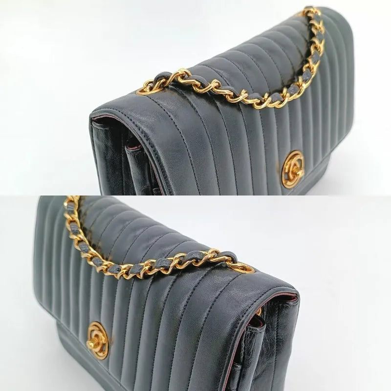 jr695-chanel-vintage-black-lambskin-horizontal-stripe-circle-turnlock-flap-bag