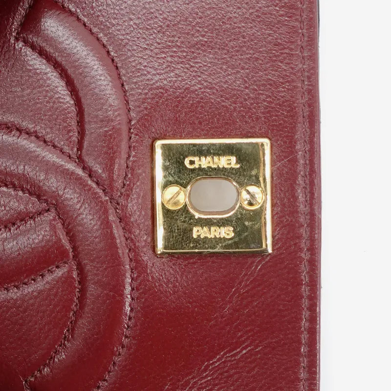 jq304-chanel-vintage-black-lambskin-horizontal-stripe-circle-turnlock-flap-bag