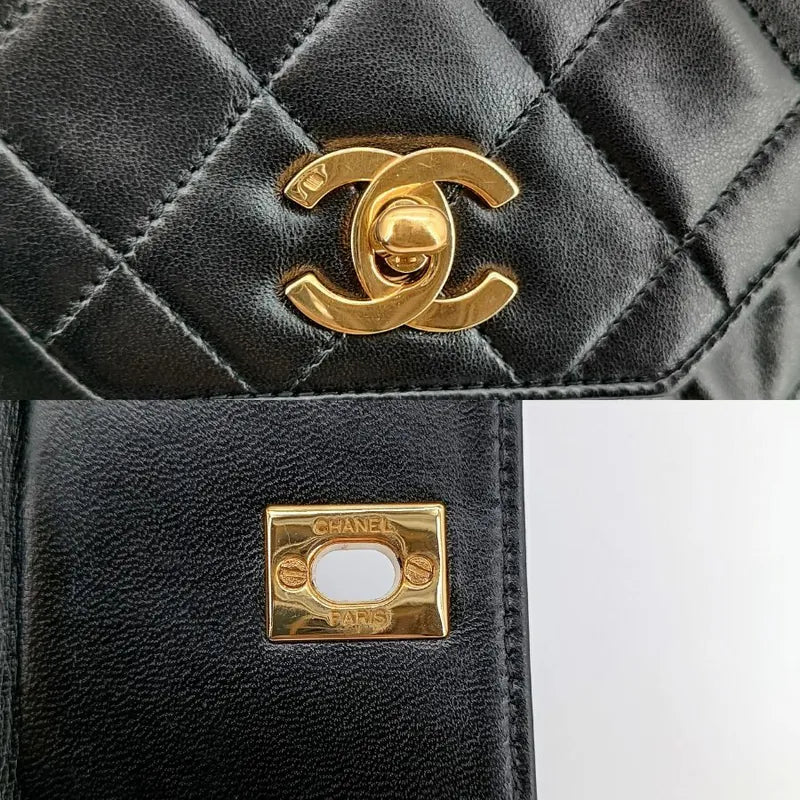 js689-chanel-vintage-black-lambskin-octagonal-flap-bag