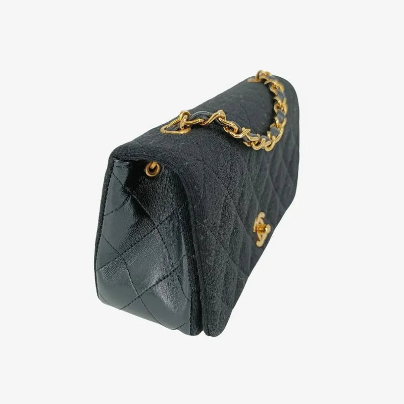 js519-chanel-vintage-black-cotton-lambskin-full-flap-bag