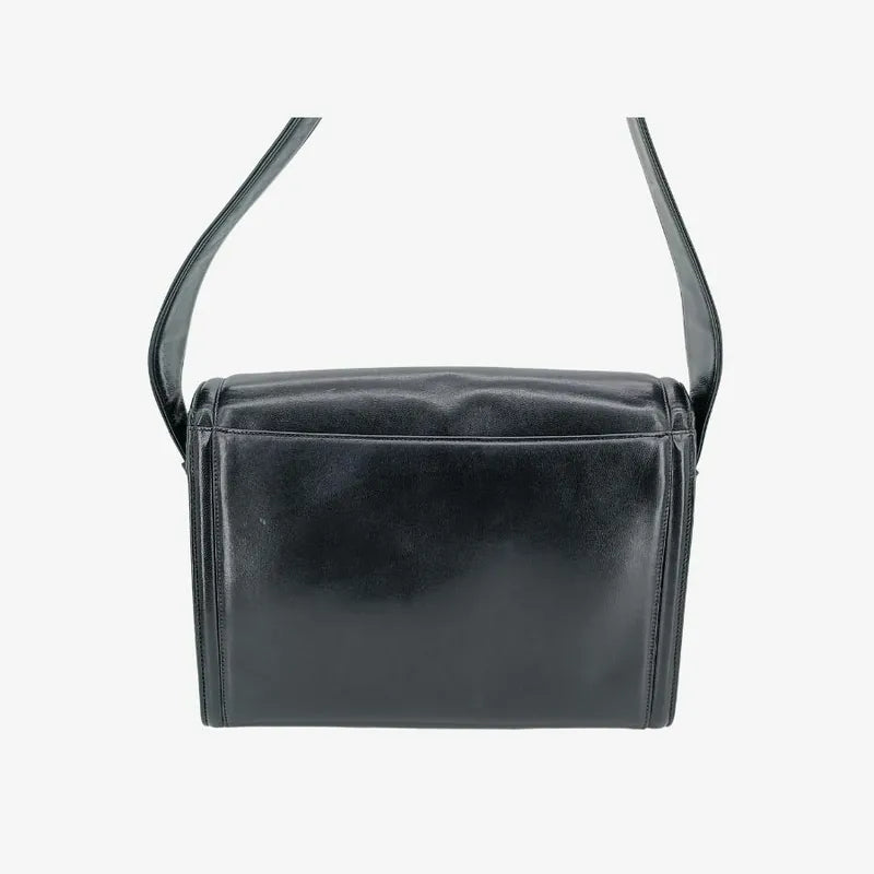 jt269-chanel-vintage-black-lambskin-embossed-logo-flap-bag