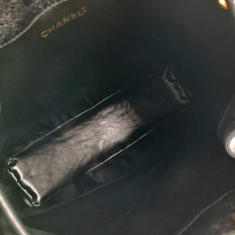 js663-chanel-vintage-black-caviar-leather-gold-ball-bucket-bag