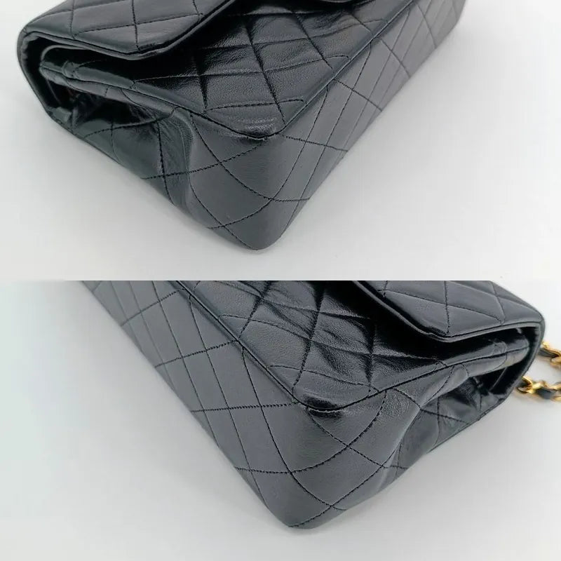 js976-chanel-vintage-black-lambskin-23cm-classic-flap-bag