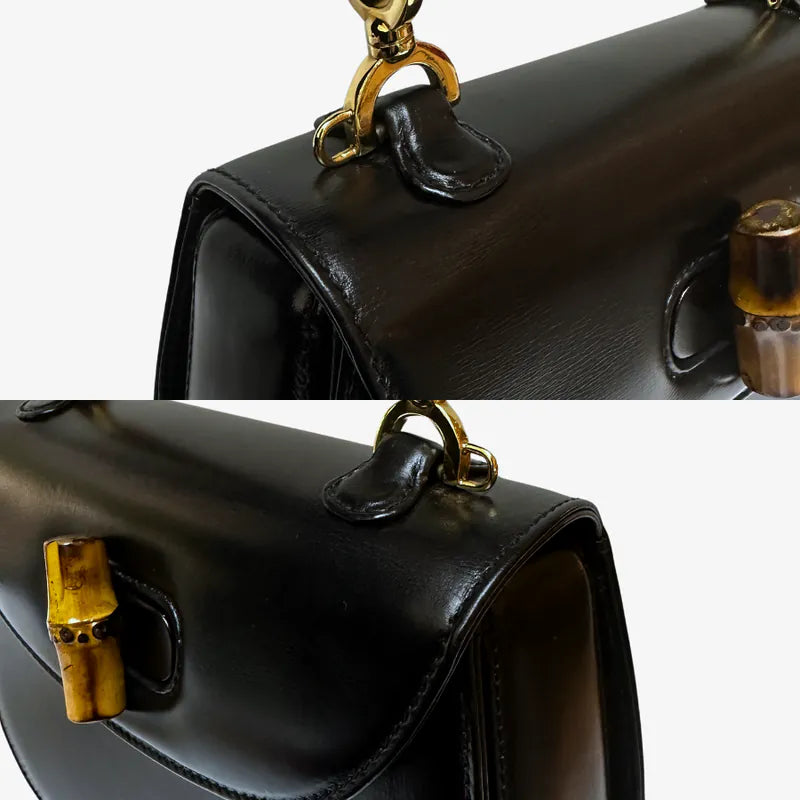 jw434-gucci-vintage-black-box-leather-bamboo-shoulder-bag