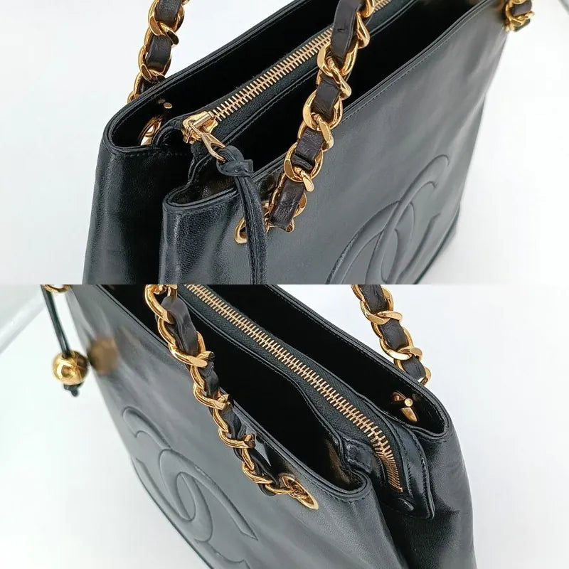 jt266-chanel-vintage-black-lambskin-embossed-logo-tote-bag