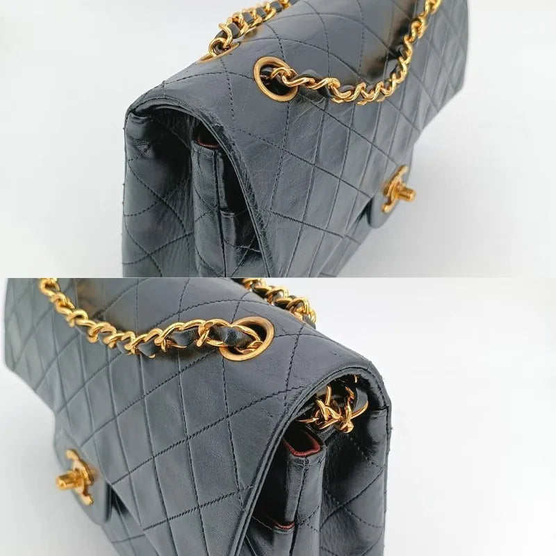 jr383-chanel-vintage-black-lambskin-25cm-flap-bag