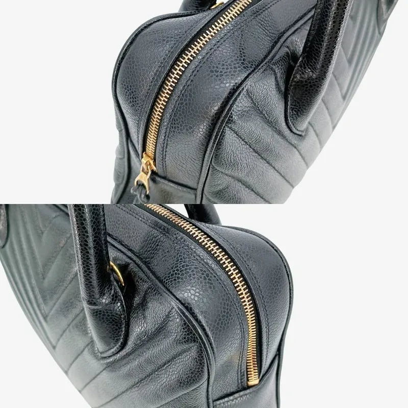 jah137-chanel-vintage-black-caviar-leather-chevron-handbag