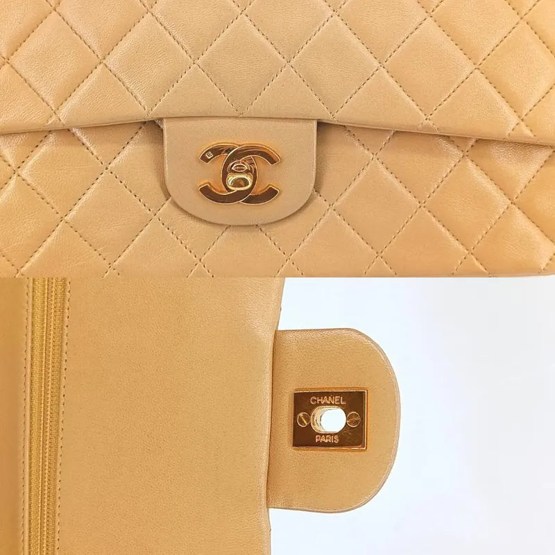 js988-chanel-vintage-beige-lambskin-25cm-classic-flap-bag