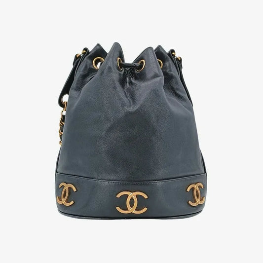 jah145-chanel-vintage-black-lambskin-gold-ball-bucket-bag