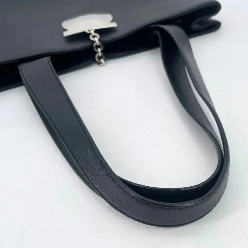 jx947-salvatore-ferragamo-vintage-black-leather-tote-bag