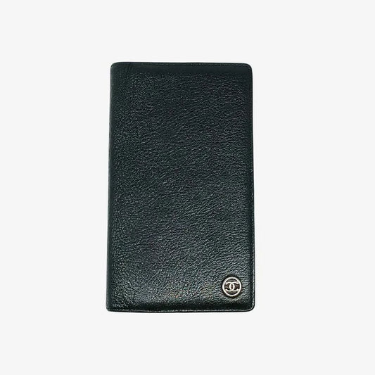 jw335-chanel-vintage-black-caviar-leather-long-wallet