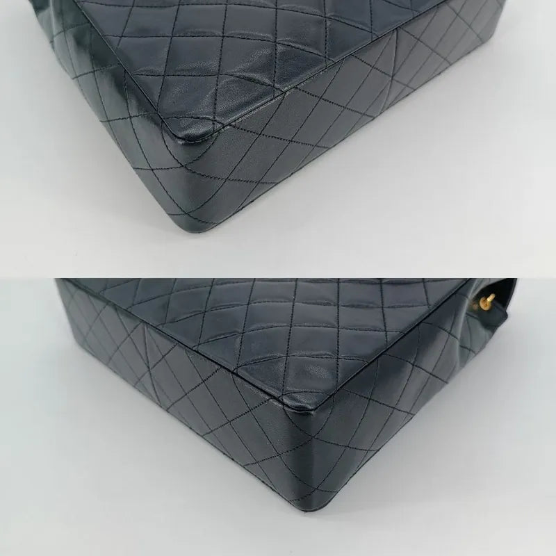 js078-chanel-vintage-black-lambskin-trapezoid-flap-bag