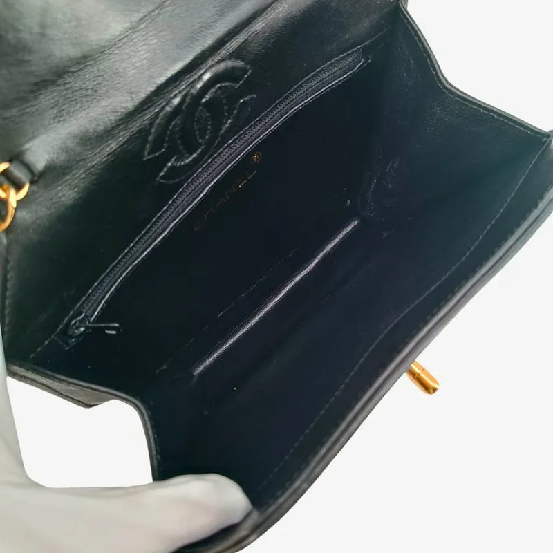 jah144-chanel-vintage-black-lambskin-octagonal-flap-bag
