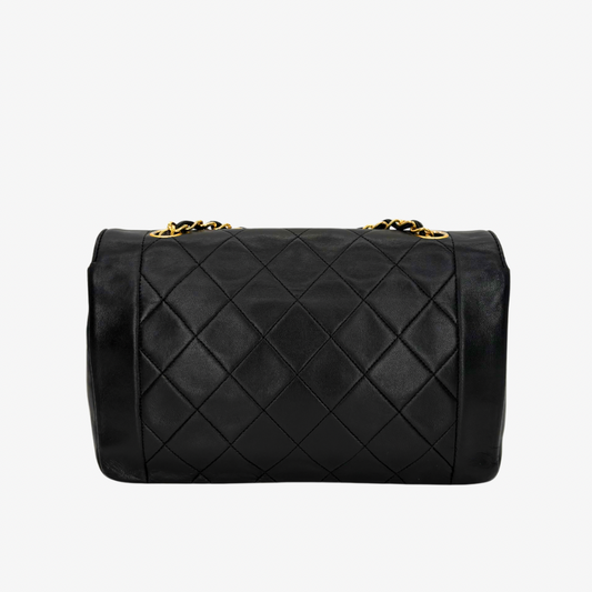 RG178 - CHANEL Vintage Black Lambskin 25cm Diana Flap Bag