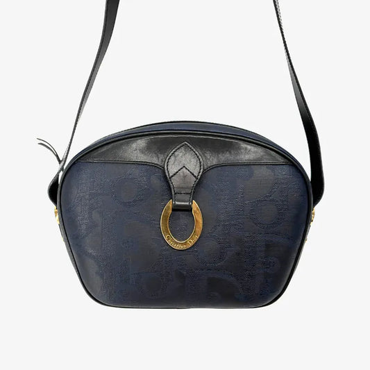 JY945 - CHRISTIAN DIOR Vintage Navy PVC Leather Trotter Shoulder Bag